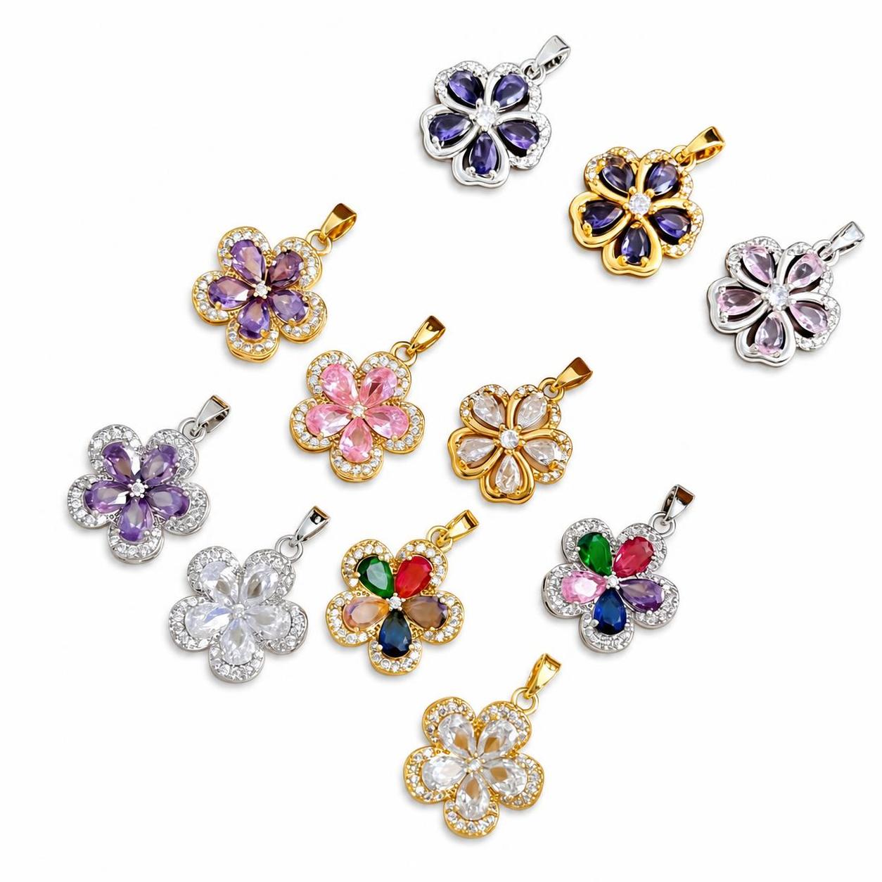 Cubic Zirconia Micro Pave Brass Pendants