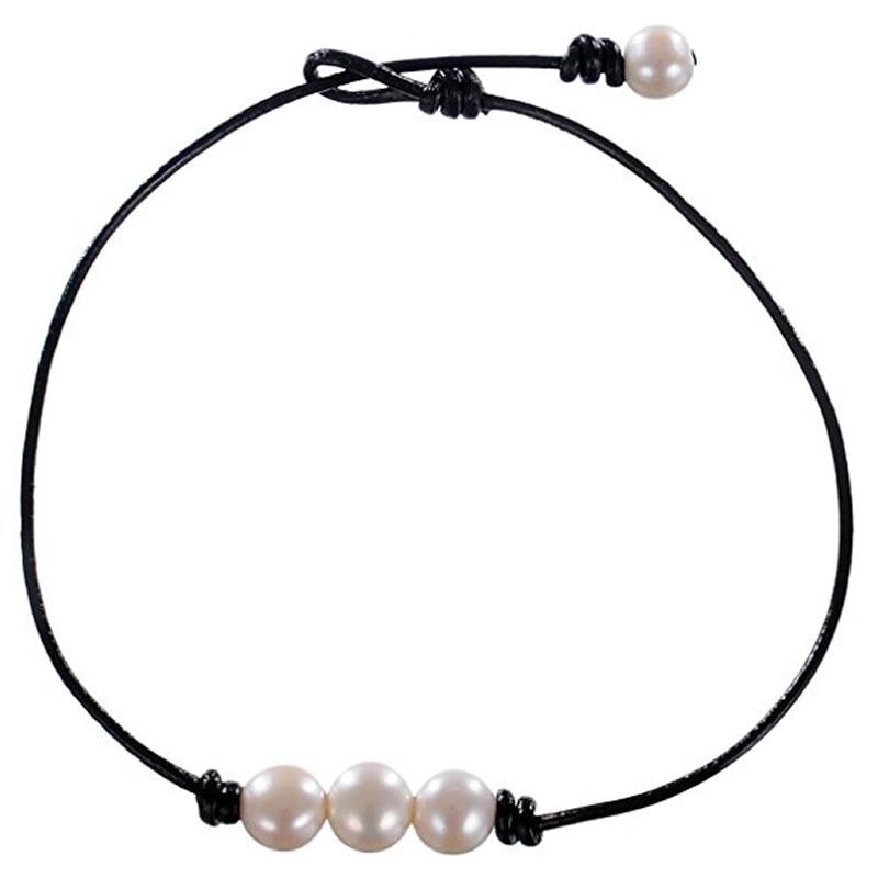 Perlas cultivadas de agua dulce collar, con Cuero de PU, Patata, natural, longitud diferente para la opción & también puede ser conectado como pulsera de wrap & diverso tamaño para la opción & para mujer, más colores para la opción, Vendido por Sarta