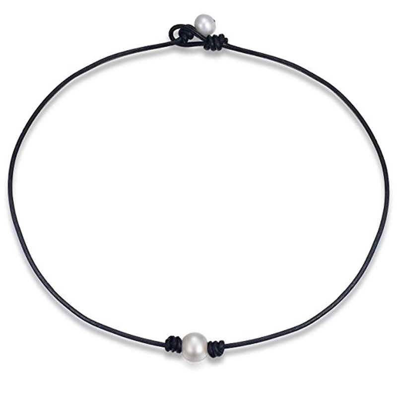 Perlas cultivadas de agua dulce collar, con Cuero de PU, Patata, natural, longitud diferente para la opción & también puede ser conectado como pulsera de wrap & diverso tamaño para la opción & para mujer, más colores para la opción, Vendido por Sarta