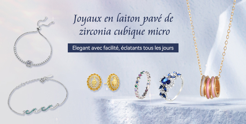 Joyaux en laiton pavé de zirconia cubique micro