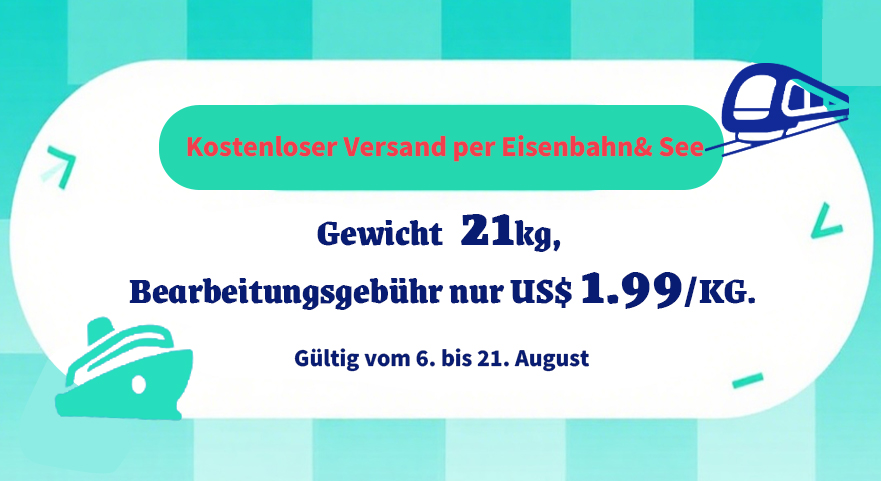 Kostenloser Versand per Eisenbahn& See