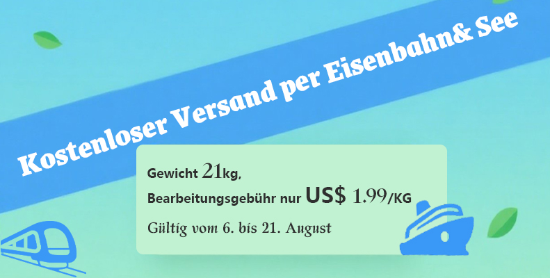 Kostenloser Versand per Eisenbahn& See