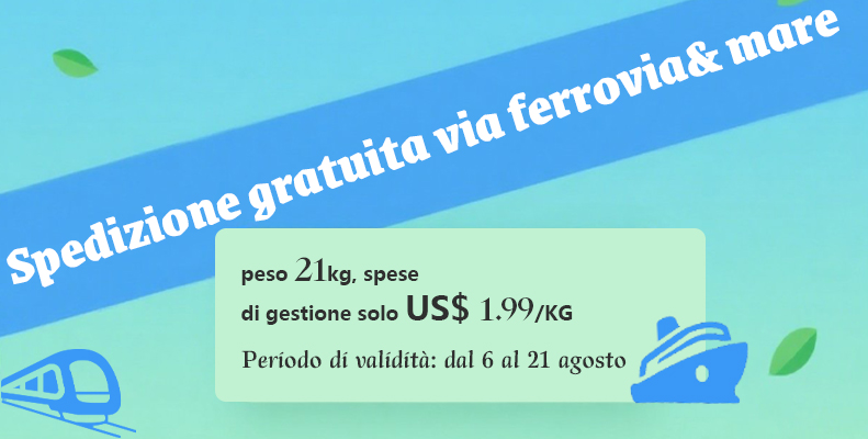 Spedizione gratuita via ferrovia& mare