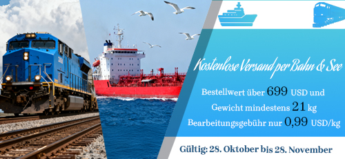‌Kostenlose Versand per Bahn & See‌