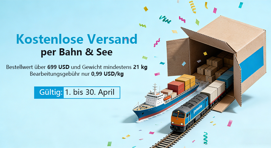 ‌Kostenlose Versand per Bahn & See
