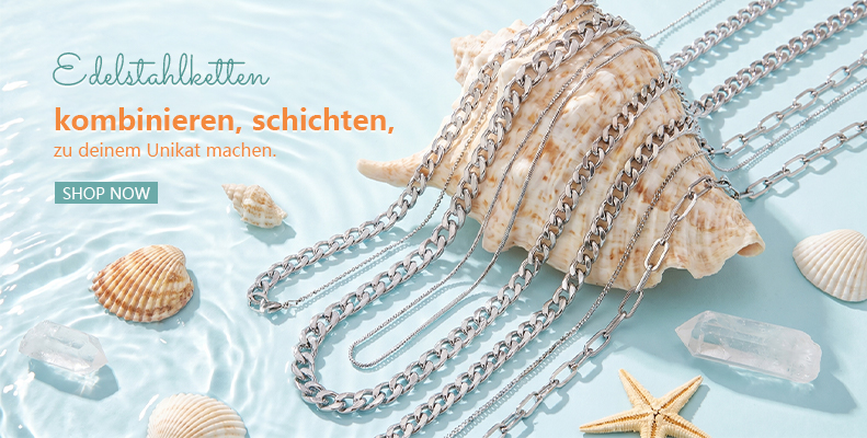 Edelstahlketten — kombinieren, schichten, zu deinem Unikat machen.
