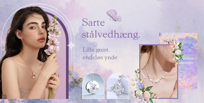 Sarte stålvedhæng. Lille gnist, endeløs ynde.