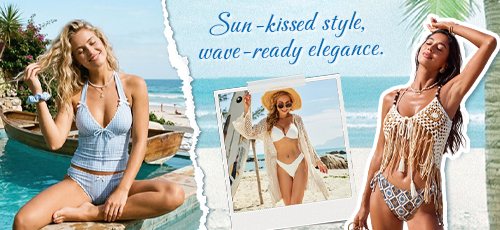 Sun-kissed style, wave-ready elegance.