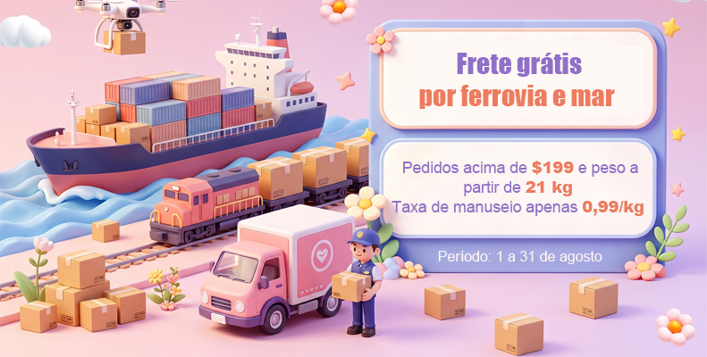 Frete grátis por ferrovia e mar