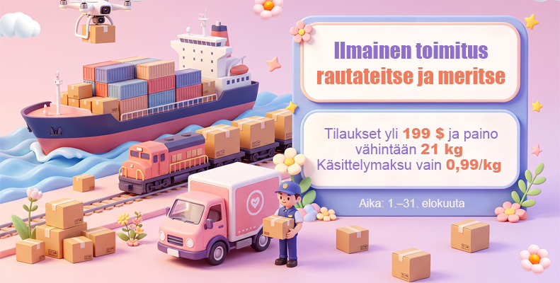 Ilmainen toimitus rautateitse ja meritse