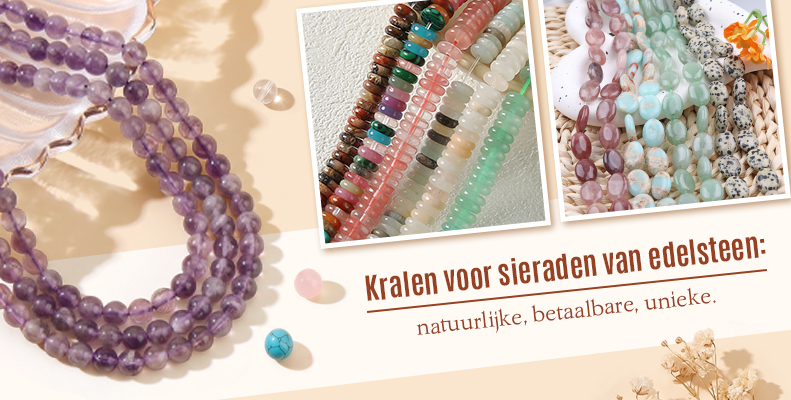 Kralen voor sieraden van edelsteen: natuurlijke, betaalbare, unieke.