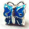 Enamel Zinc Alloy European Beads, Butterfly, plated, large hole 