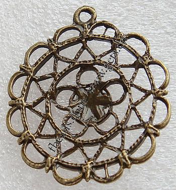 Zinklegierung Blume Anhänger, plattiert, mit Strass & hohl, keine, 37x42x3mm, Bohrung:ca. 3mm, verkauft von PC