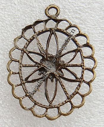 Zinklegierung Blume Anhänger, plattiert, mit Strass & hohl, keine, 32x44x2mm, Bohrung:ca. 3mm, verkauft von PC