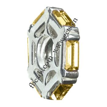 Rhinestone Zinc Alloy European Beads, Donut, plated, without troll & with rhinestone, more colors for choice, 11x11x4mm, Hole:Approx 4.2-4.5mm, Sold By PC