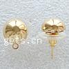 Brass Earring Stud Component, stainless steel post pin, plated, with loop Approx 1mm 