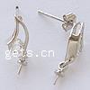 Brass Earring Stud Component, plated, with rhinestone 