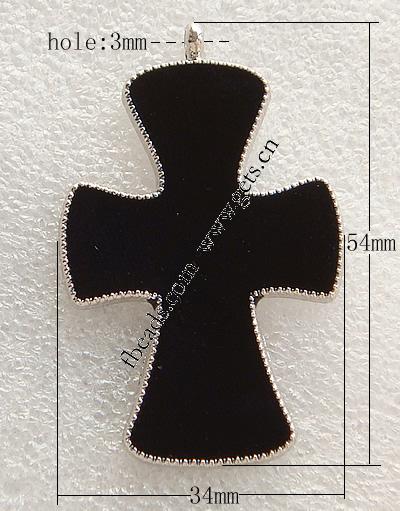 Zinklegierung Kreuz Anhänger, plattiert, Emaille, keine, 34x54x2mm, Bohrung:ca. 3mm, verkauft von PC