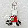 Zinc Alloy Enamel Pendants, Rabbit, plated Approx 2.5mm 