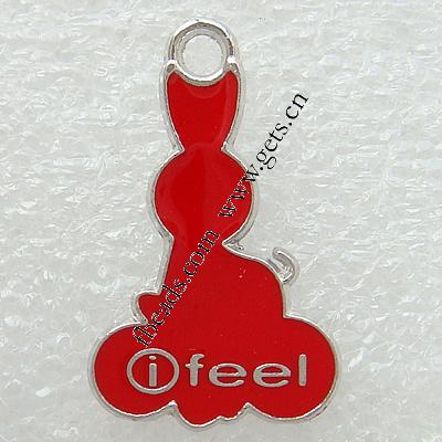 Zinc Alloy Enamel Pendants, Rabbit, plated, more colors for choice, 25x15x1.5mm, Hole:Approx 2.5mm, Sold By PC