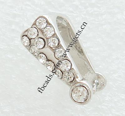 Messing Anhängerschlaufe, plattiert, mit Strass, keine, 6x14mm, verkauft von PC