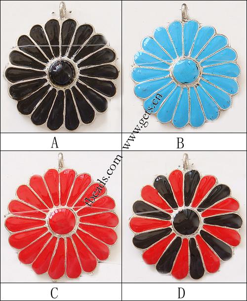 Zinc Alloy Enamel Pendants, Flower, plated, more colors for choice, 39x45x3mm, Hole:Approx 3mm, Sold By PC