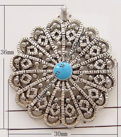 Zinc Alloy Enamel Pendants, Flower, plated, more colors for choice, 30x36x5mm, Hole:Approx 3mm, Sold By PC