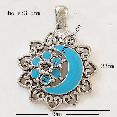 Zinc Alloy Enamel Pendants, Flower, plated, more colors for choice, 29x33x6mm, Hole:Approx 3.5mm, Sold By PC