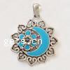 Zinc Alloy Enamel Pendants, Flower, plated Approx 3.5mm 