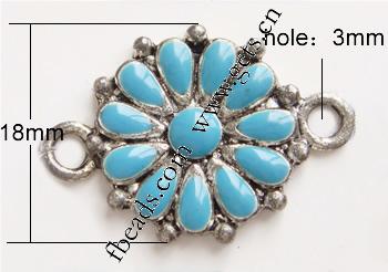 Emaille Zink Legierung Connector, Zinklegierung, Blume, plattiert, mit Strass, keine, 18x18x2mm, Bohrung:ca. 3mm, verkauft von PC