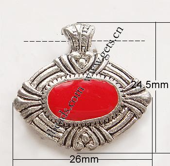 Zinc Alloy Enamel Pendants, Oval, plated, more colors for choice, 26x24.5x3mm, Sold By PC