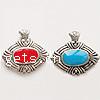 Zinc Alloy Enamel Pendants, Oval, plated 