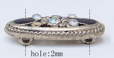 Emaille Zink Legierung Connector, Zinklegierung, oval, plattiert, mit Strass, keine, 13x29x6mm, Bohrung:ca. 2mm, verkauft von PC