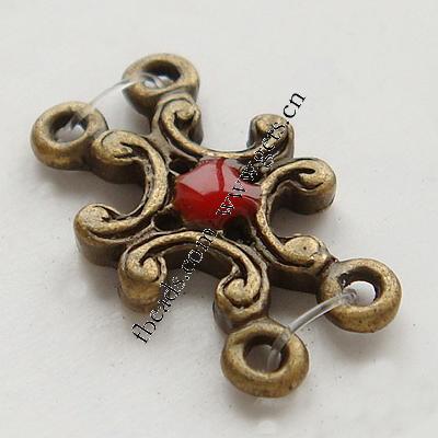 Emaille Zink Legierung Connector, Zinklegierung, Blume, plattiert, mit Strass, keine, 16x10x2mm, verkauft von PC