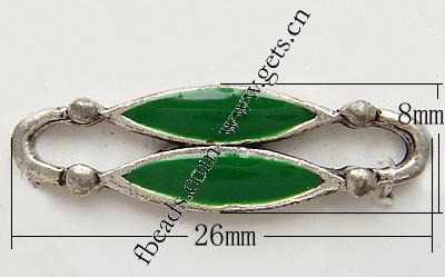 Emaille Zink Legierung Connector, Zinklegierung, oval, plattiert, mit Strass, keine, 26x8x2.5mm, verkauft von PC