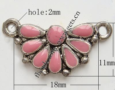 Enamel Zinc Alloy Connector, Flower, plated, with rhinestone, more colors for choice, 18x11x3mm, Hole:Approx 2mm, Sold By PC