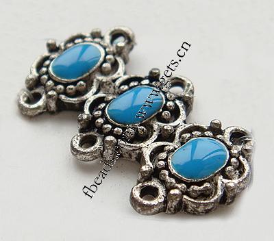 Emaille Zink Legierung Connector, Zinklegierung, oval, plattiert, mit Strass, keine, 26x14x4mm, Bohrung:ca. 1.5mm, verkauft von PC