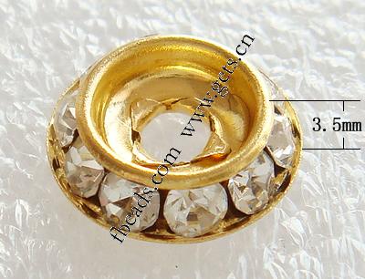 Rondelle Strass Spacer, Messing, plattiert, mit Strass von Nahost, keine, 15x15x3.5mm, Bohrung:ca. 2.8mm, verkauft von PC