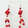 Boucle d'oreille goutte corail, rouge   pouce, Vendu par paire