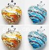 Lampwork Pendants, Heart, handmade, silver foil Approx 5mm 