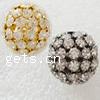 Boule strass Spacer, laiton, Rond, Placage, avec les strass de Moyen-Orient & creux, plus de couleurs à choisir, 20mm Environ 3.7mm, Vendu par PC