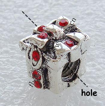 Europa Weihnachten Perlen Schmuck, Zinklegierung, Würfel, plattiert, ohne troll & mit Strass, keine, 11X10mm, Bohrung:ca. 4mm, verkauft von PC