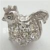 Strass Zink Legierung Europa Perlen, Zinklegierung, Hahn, plattiert, plattierte Dicke über 3μm & mit Strass von Nahost & ohne troll, keine, frei von Nickel, 14.5x14mm, Bohrung:ca. 4.5mm, verkauft von PC