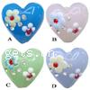 Handmade Lampwork Beads With Rhinestone, Heart 