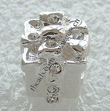 Europa Weihnachten Perlen Schmuck, Zinklegierung, Würfel, plattiert, ohne troll & mit Strass, keine, 11x11mm, Bohrung:ca. 4.5mm, verkauft von PC