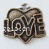 Zinc Alloy Message Pendants, Heart, word love, plated Approx 2mm 