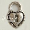 Zinc Alloy Heart Pendants, Lock, plated nickel, lead & cadmium free Approx 6mm 