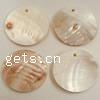 Natural Freshwater Shell Pendants, Flat Round, 45-50mm 