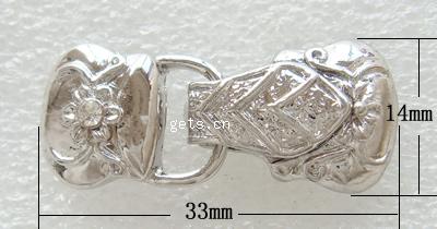 Fermoir magnétique en alliage de zinc, Plaquage normal, épaisseur de bordé plus de 3μm & avec strass, plus de couleurs à choisir, 33x14x7.5mm, Trou:Environ 1.5mm, Vendu par PC