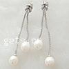 Freshwater Pearl Drop Earring, sterling silver post pin, Teardrop, plated 53mm .08 Inch 